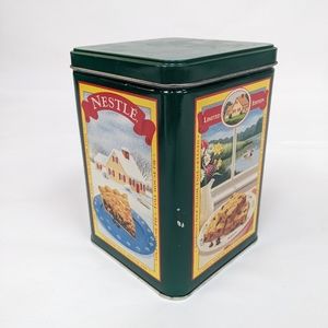 Nestle rectangular square vintage tin green and yellow